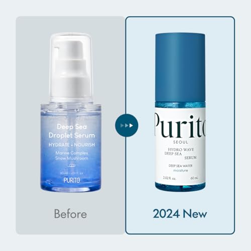 PURITO Hydro Wave Deep Sea Serum, 60 mL / 2.02 fl. oz., Hydrating Face Serum, Lightweight & Non-Greasy, Skin Moisture Boost, Korean Skincare, For Sensitive Skin, Hyaluronic Acid & Deep Sea Water