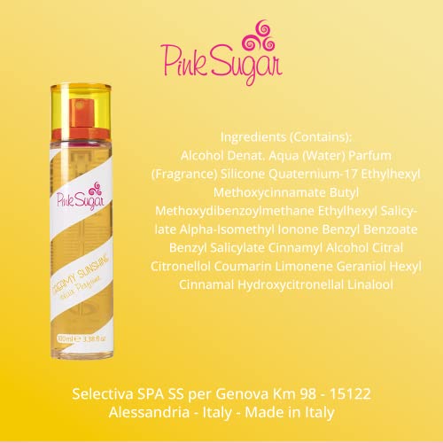Pink Sugar Creamy Sunshine Fragrance for Women, Eau de Toilette Perfume, Body Mist, Hair Perfume, Floral + Fruity Scent, Notes of Coconut Milk, Mimosa, Vanilla, and Caramel