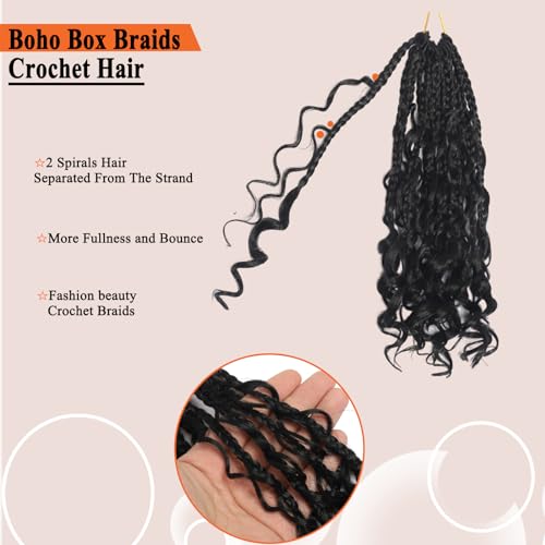 Flagship Goddess Box Braids Crochet Hair Pre looped,12 Inch 9 Packs Goddess Crochet Braids for Black Women Boho Crochet Box Braids with Curly Ends,Bohomian Pre looped Box Braids Crochet Hair-1B