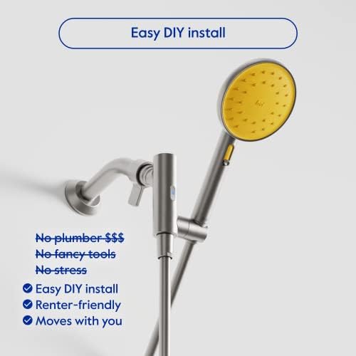 hai Smart Shower Head, Bluetooth Handheld Water Saving Showerhead with Adjustable High Pressure to Spa-Like Mist, Stainless Steel, Easy Installation, Customizable LED Lights, Citron, 2.5 GPM