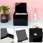 Disposable Face Towel Storage Box Compatible with Facial Towel XL, Acrylic Disposable Face Towelette Holder Container, Black