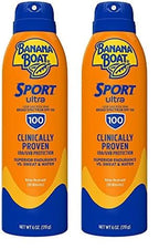 Banana Boat Sport Ultra SPF 100 Sunscreen Spray, 6oz - Water Resistant, High SPF, Sport Sunscreen (Pack of 2)
