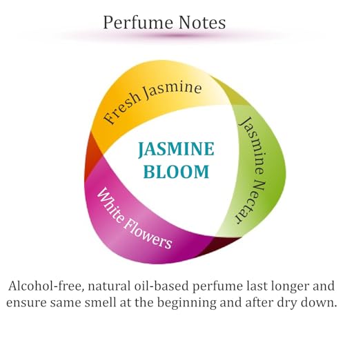 Zoha Jasmine Bloom Oil Perfume for Women & Men, Roll On Perfume Oil and Jasmine Perfume Spray, Alcohol Free Skin Moisturizing Jasmine Oil Perfume