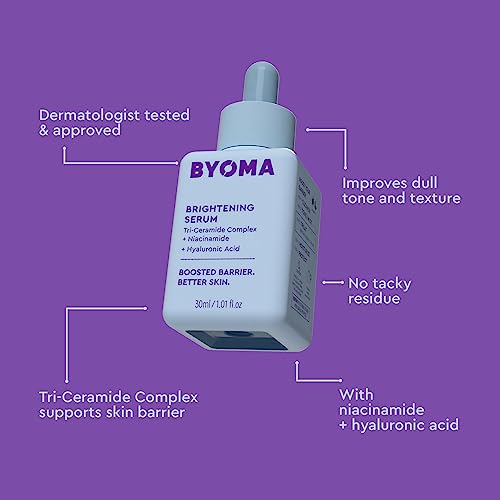 BYOMA Brightening Serum - Barrier Repair Serum - Brightening & Hydrating Face Serum with Hyaluronic Acid, Niacinamide & Ceramides - Hyaluronic Acid Serum For Face, Glowing, Radiant Skin - 1.01 fl. oz