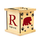 Wooden Piggy Bank for Kids and Adults, Personalized Gift Handmade in USA by BloomOwl, Custom Piggy Bank, Personalized Banks for Kids, Gifts for Baby Boys and Girls (Buffalo Plaid)