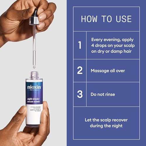 Nioxin Night Density Rescue Serum | Overnight Hair Thickening Serum| | Protects Against Hair Breakage| Intensive Treatment with Oxydine|2.4 Fl Oz