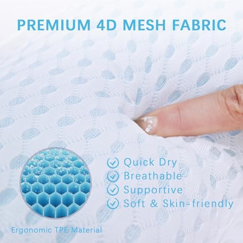 Full Body Bath Pillow with Headrest | Bath Pillows for tub with Mesh Washing Bag-Spa Bathtub Pillow for Head Neck Shoulder and Back Support,5D Air Mesh & Quick Drying (White)