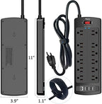 Power Strip, ALESTOR Surge Protector with 12 Outlets and 4 USB Ports, 6 Feet Extension Cord (1875W/15A), 2700 Joules, ETL Listed, Black