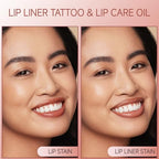 KISSIO Lip Stain Set,Peel Off Lip Liner Stain and Lip Care Oil,Transfer Proof,Long Lasting and Waterproof Lip Tint,Matte Finish,Lip Combo,02 Gray pink
