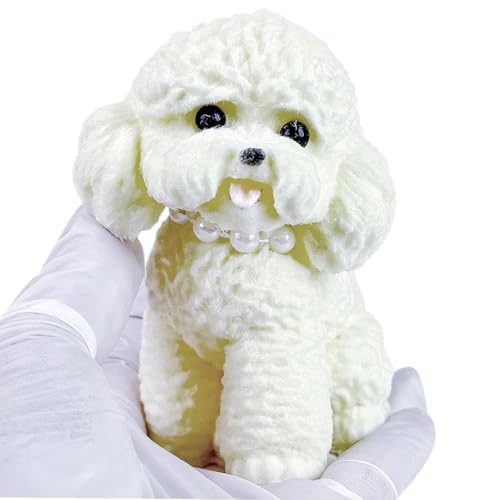 Handmade Big Taba Squishy Dog Toy, Taba Squishy Teddy Dog Toy, Cute Squishy Poodle,Realistic Puppy Toy, Silicone Mochi Fidget Pup, Stress Relief Gift for Adults & Kids (White-L)