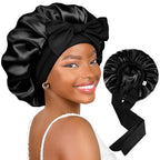 YANIBEST Satin Bonnet Silk Bonnet for Sleeping Double Layer Ajustable Satin Bonnet for Women Men for Curly Natural Hair with Tie Band
