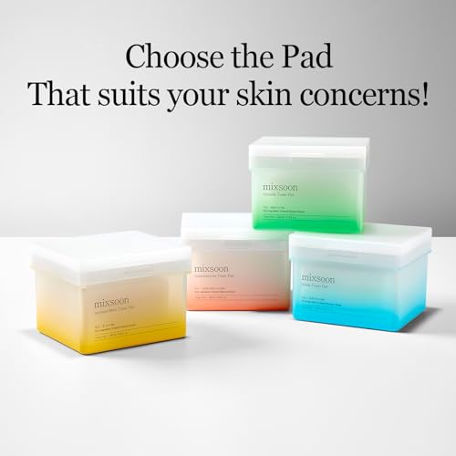 mixsoon Toner Pads Natural Ingredient extracts, Alcohol Free with Moisturizing for Sensitive Skin, Smooth Pads, Korean Glass Skincare