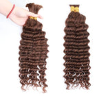 Human Braiding Hair Deep Wave Bulk Human Hair for Braiding 100g Bundle No Weft Curly Braiding Hair Extensions Brown Color for Boho Braids Water Curly Human Hair Braiding Hair (4#, 16 Inch-100G)