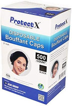 ProtectX 500-Pack Black Disposable Hair Nets, Elastic Head Cover, Bouffant Caps, Sanitation Head Cover for Food Service, Spa Men & Women - 21 inch