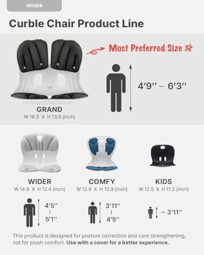 Curble Wider(Standard Wide) – Ergonomic Lower Back Support, Lumbar Support Back Posture Corrector for Low Back Pain Relief, Perfect for Home Office Desk Chair, and Floor Seat, Patented (Red)