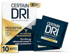 Certain Dri Antiperspirant Wipes for Excessive Sweating and Hyperhidrosis, Clinical Strength Protection Against Odor and Perspiration Lasting 72 Hours, Travel Friendly, Dermatologist Recommended, 10ct
