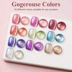 Cat Eye Gel Nail Polish Set-10 Colors with Magnet Cats Eye Gel Polish Silver Pink Blue Jelly Glass Effect Crystal Glitter Cateye UV Gel Kit Home Manicure DIY Nail Art