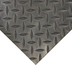 Rubber-Cal Diamond-Plate Rubber Flooring Rolls - 3 mm x 4 ft x 7 ft Rolls - Black