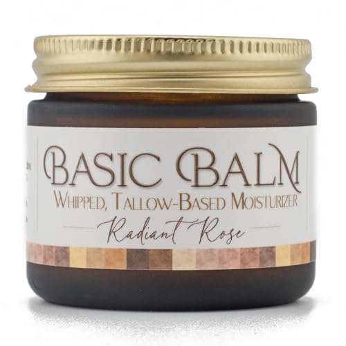 Thompson’s Tallow – Beef Tallow for Skin, 100% Grass-Fed Whipped Tallow Balm Moisturizer with Abyssinian Oil, Manuka Honey & Propolis, Herb-Infused, USA Handmade, Rose
