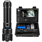Goreit Flashlight High Lumens Rechargeable, 200000 Lumen Led Flashlights XHP70.2 USB Super Bright Flash Light Battery Powered, Powerful Handheld Flashlights for Emergencies Camping, IP67 Waterproof