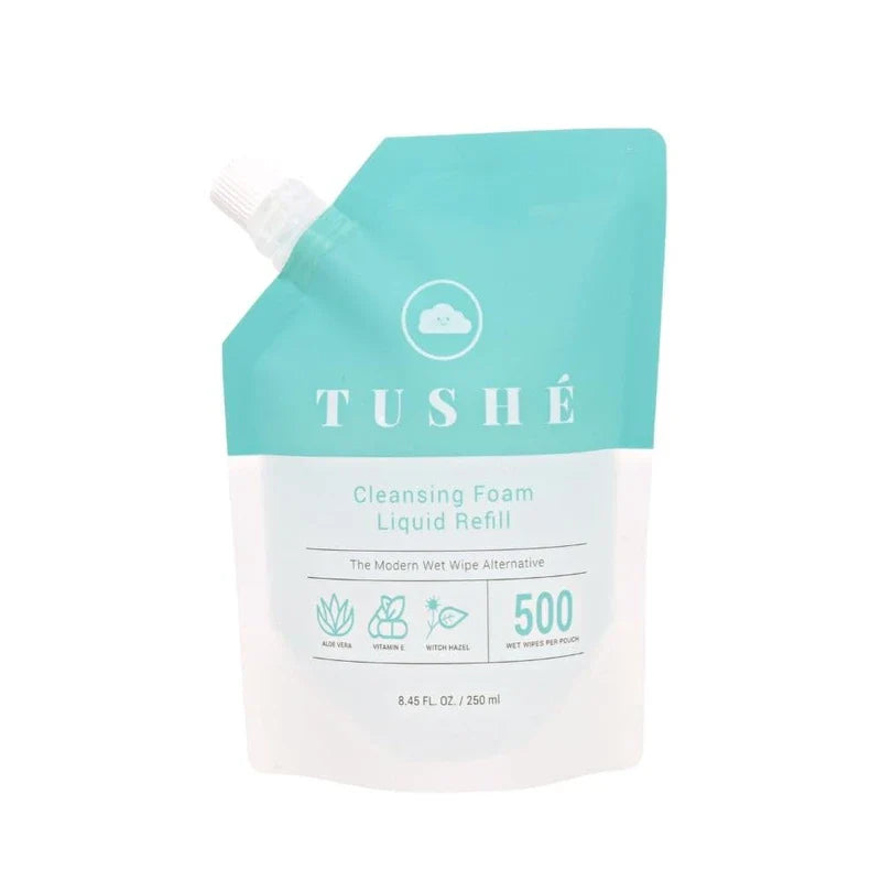 TUSHÉ: Toilet Paper Foam Refill Pouch | Aloe Vera, Witch Hazel, Vitamin E | 100% Flushable | Eco-Friendly Wet Wipe Alternative | Unscented | 250ml (8.45 Fl Oz)