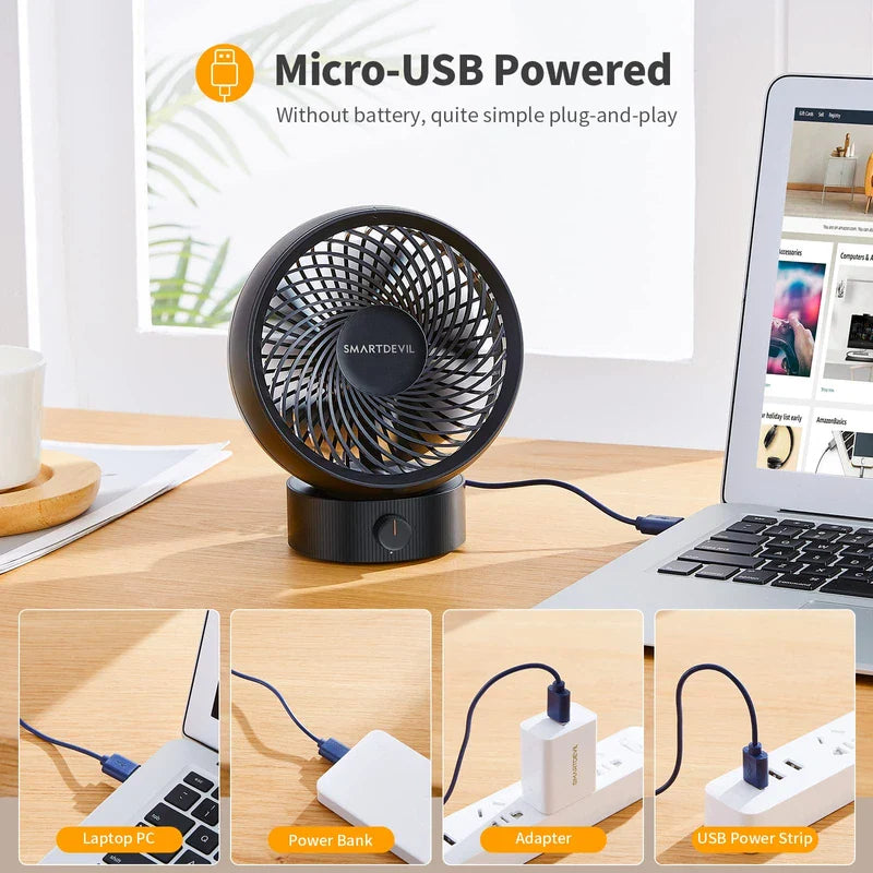 Smartdevil Fan SmartDevil USB Fan, Mini Fan, Small Quiet Table Fan, Stepless Speed 20 ...