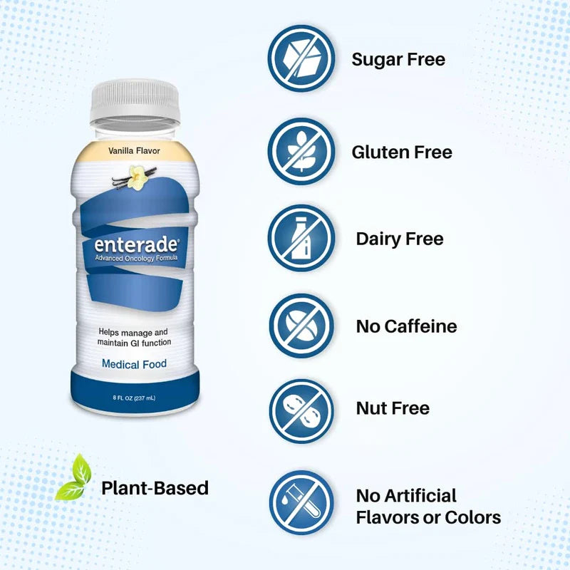 enterade enterade Advanced Oncology 12 Bottles Vanilla, Specially Formulated to Reduce Treatment GI Side Effects, Supportive Care Beverage 8oz