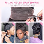 Hidden Strap 360 Glueless Lace Front Wigs Human Hair Pre Plucked Bleached Knots 180 Density Water Wave HD Lace Frontal Wig with Drawstring Curly Full LaceFront Wigs for Women(22 inch)