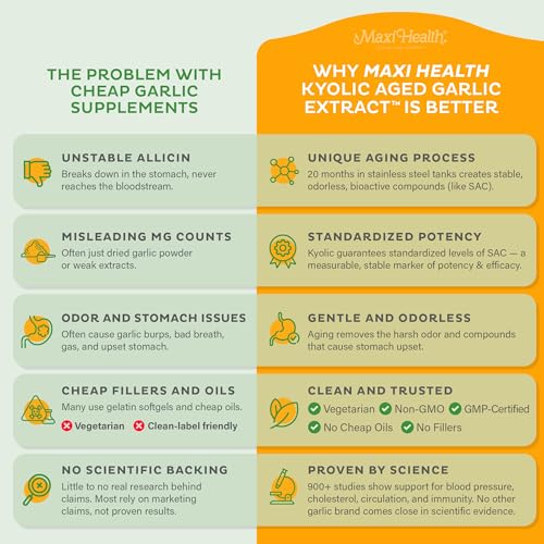 Maxi Health Kyolic Organic Garlic Supplement - Kosher Garlic Tablets with Kyolic Aged Garlic Extract for Immune Support - Vegetarian Garlic Pills (360 Count)