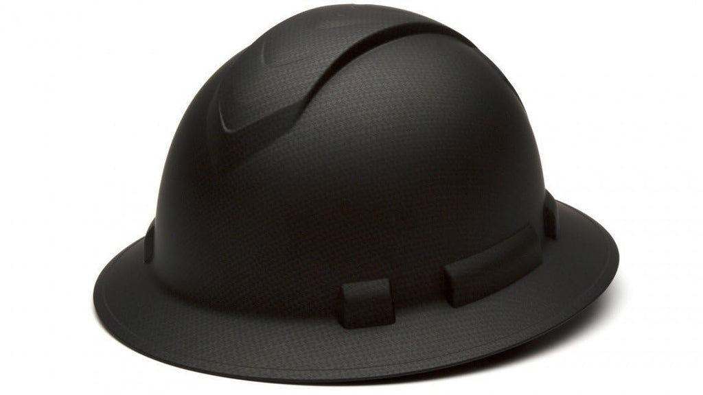 Pyramex Ridgeline Full Brim Hard Hat 4 Point Ratchet Matte Black Graphite Pattern