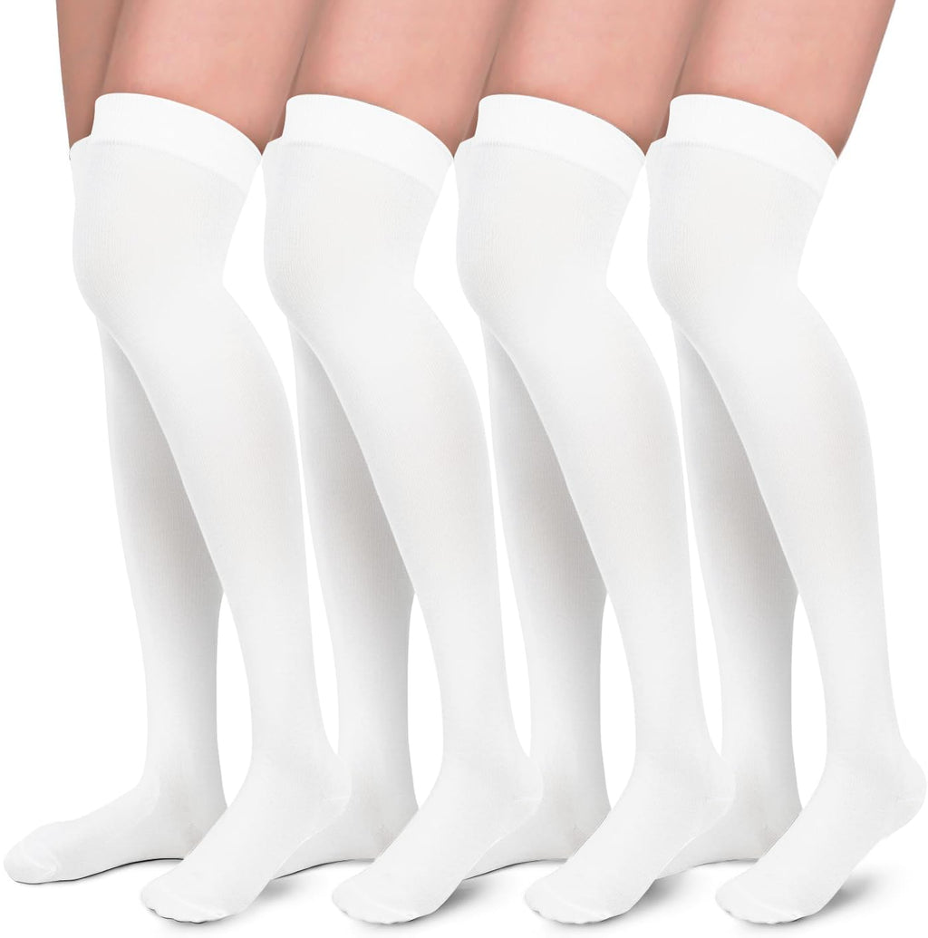 Aoliks Compression Socks for Women & Men, White Thigh High Support Socks for Nurses Fyling Pregnancy
