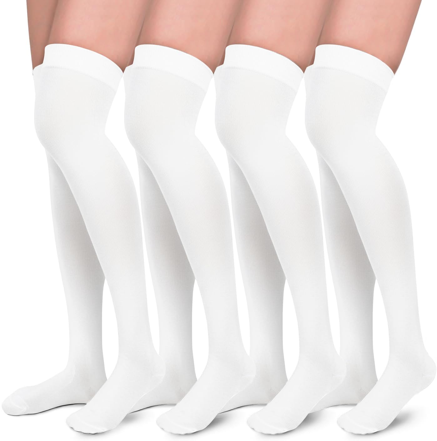 Aoliks Compression Socks for Women & Men, White Thigh High Support Socks for Nurses Fyling Pregnancy