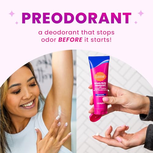 Lume Whole Body Deodorant Plus Sweat Control - Smooth Cream Tube - 72 Hour Odor And Sweat Control - Baking Soda Free, Skin Loving - 3.0 ounce, Pack of 2 (Soft Powder & Lavender Sage)
