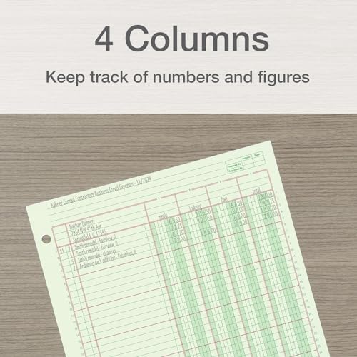 Adams Columnar Analysis Pad, 4 Column Ledger, 8.5" x 11", 100 Pages (50 Sheets), Green, 3 Hole Punch, for Accounting, Bookkeeping & Data (ACP85114)