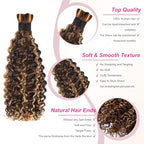 Boho Braids Human Hair Knotless Human Braiding Hair 18 Inch Water Wave Bulk Human Hair for Braiding Wet and Wavy No Weft 2 Bundles Human Hair Extensions (Water wave (4/27#) 18 Inch)