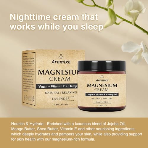 Magnesium Cream For Feet, Lavender Scent Magnesium Cream for Sleep,Soothes Muscle Tension,Magnesium Lotion for Relaxation, 4oz