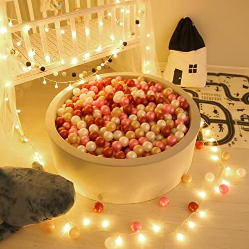 GOGOSO Ball Pit Balls for Toddler, Baby Plastic Playballs Kids Soft Pastel Pelotas Non-Toxic BPA-Free,Dark Pink+Gold+White+red,100 Balls