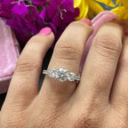 Drizzle Jewels 2.20Ct Round Lab Created Diamond Three Stone Engagement Ring, 14K White Gold Finish (White, 10)