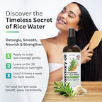 Rosemary Oil and Rice Water Hair Growth Spray - Serum with Biotin, Keratin, Caffeine, Vitamins C & B5 for Hair Mask, Hair Care, Scalp Treatment, Thickening Dry Damaged Hair for Women & Men 12oz