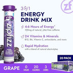 Zipfizz Energy Drink Powder, 20 Pack Electrolyte Mix with B12 - Grape