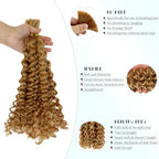 Human Braiding Hair for Boho Braids Human Hair Braiding Hair 100g 24 Inch Curly Boho Hair for Braiding Knotless Water Wave Bulk Human Hair for Braiding 2 Bundles/Pack Honey Blonde Human Hair Bulk