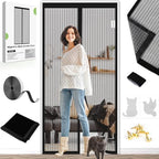 Magnetic Screen Door - Fit Door Size 32 x 80 Inch, Black Heavy Duty Mesh Curtain with Magnetic Closure, Bug Screen for Doorway, Pet Friendly Temporary Patio Door Screen (Screen Size 34"x81")