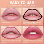 OETUIOW Lip Stain Peel Off, Lip Liner Moisturizing Long-Lasting & Waterproof, Transfer Proof & Plumping, Non-Stick Cup, Rose Color