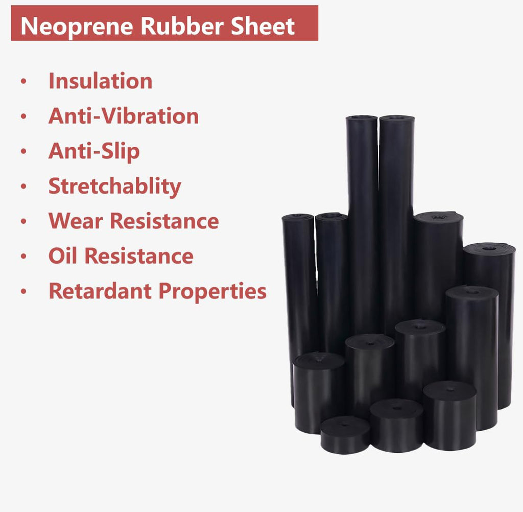 Neoprene Rubber Sheet Solid Rubber Strips Roll PadInsulation for Weather Stripping, Gasket, Shield, Costume, Seal, DIY (3/16 (.187") Thick, 8" Wide X 10' Long)