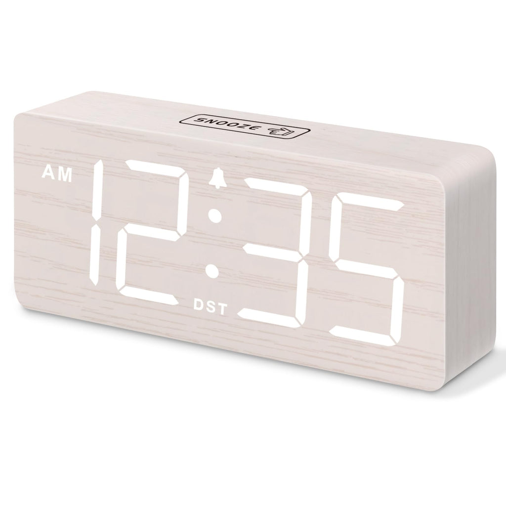 DreamSky Wooden Digital Alarm Clock for Bedroom with Large Numbers