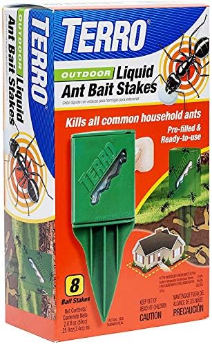 Terro T1812 Outdoor Liquid Ant Killer Bait Stakes - 8 Count (0.25 oz each) (2 Pack)