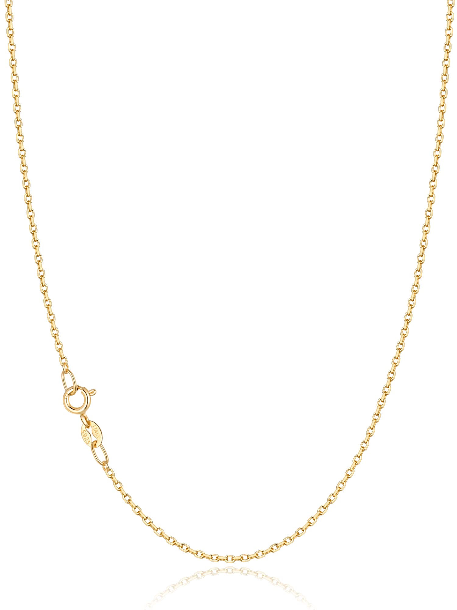 Jewlpire 18k Gold Plated Chain Necklace for Women, 1.2mm Cable Chains 18k Gold Plated Chain for Women Sturdy & Shiny Women's Chain Necklaces, 22 Inches