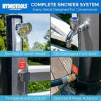 HYDROTOOLS By SWIMLINE 2 Section Niagara Rainfall Solar Shower 7 Feet | Adjustable Head & Foot Tap Spigot | 10 Gal Capacity Up To 140 Degrees | Environmentally Friendly | Outdoor Backyard Poolside Spa