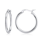 JIAYIQI Sterling Silver Hoop Earrings for Women 18K White Gold Plated Hypoallergenic Round Sliver Hoop Earrings Diameter 20mm