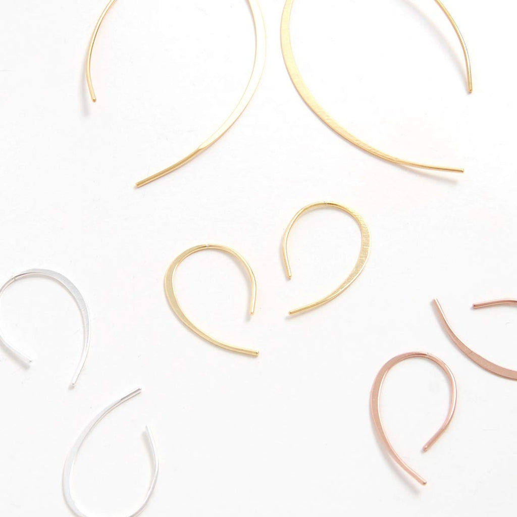 Upside Down Hoop Earrings - 18K Gold Plated Wire Threader Hoops for Women